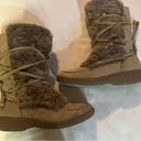 Krass&co Mossimo Suppy  Fur covered Women’s Adjustable Lace up Boots size 7 light brown Photo 3