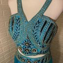 Shail K  Ornately Beaded 2 Piece Mermaid Formal Prom Dress Gown, Turquoise, sz 10 Photo 4