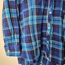 Woolrich  Blue Flannel Shirt Long Roll Tab Sleeve Button up Pocket Womens Size XL Photo 2