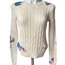 Polo NWT,  Ralph Lauren Patchwork Cable Knit Cotton Sweater Crew Neck, Sz S Photo 2