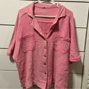 POL  Short Sleeve Button Up Bubblegum Pink Photo 1