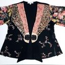 Alexis VINTAGE! SPENCER  PETITE FLORAL CHEETAH OPEN FRONT SILK SHIRT BLOUSE TOP Photo 0