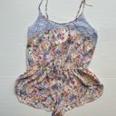 In Bloom by jonquil Pajama Romper Light Blue Lace Tie Floral Spaghetti Strap Med Photo 0