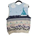 Northern Reflections  Womens Size L Nautical Costal Grandma Cotton Sweater Vest Photo 1