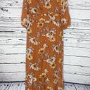 Luxology  NWT Size L Rust with Floral Print Ruffle Maxi Peasant Dress Photo 3