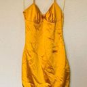 Mistress Rocks , 'Courtesan' Mustard yellow Satin Midi Dress, Size S Photo 0