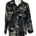 Christopher & Banks  Black Floral Tapestry Blazer Jacket Size Medium EUC Brocade Photo 1