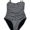 DKNY  Bandeau Maillot One Piece Swimsuit Black & White Geometric Print size large Photo 14