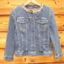 Tahari Blue Denim Beaded Jean Jacket Photo 0