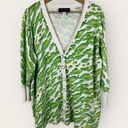 Bob Mackie  Wearable Art Womens 1X Leopard Print Knit Cardigan Green Art to Wear Photo 0