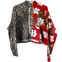 Urban Outfitters  Oversize Tegan Half Hoodie Lace-up Sweatshirt Leopard Floral S Photo 1