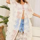 Edge UNBRANDED | Floral Lace Kimono Sleeve Cover Up White Scalloped  Tie Waist OS Photo 0