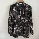 Isaac Mizrahi  Floral Button Front Collar Blouse Top Shirt Dark Floral Modest 10 Photo 0