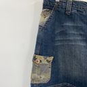 Vintage Y2k Mini Jean Skort Camo Printed Cargo Pockets Denim Cotton Womens 16 Photo 1