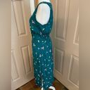 The Row  A teal floral double breasted gold button lined rayon midi dress size M. Photo 1