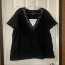 White Stag  Black V Neck Short Sleeve Top size 2X Photo 0