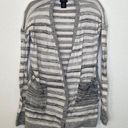 Calvin Klein Jeans  Gray White Striped Open Front Knit Cardigan Lightweight Photo 0