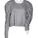 RD Style  Shirt Womens Gray Sweatshirt Crop Waist Length Puff Sleeve Neutral Photo 0