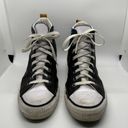 Converse  Black Leather High Top With Blue Denim Upper Collar Unisex M 6 W 8.5 Photo 3