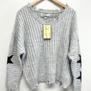Vintage Havana  Sweater Womens Distressed Star Patch Gray Ribbed Knit NEW Photo 3