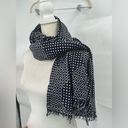 Edge Trenery Polka Dot Navy And White Fringe  Women’s Casual Soft Artsy Scarf Photo 1