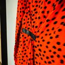 Hunter Bell  Orange Black Animal Print Lawton Polka Dot Ruched Dress Size 0 Photo 7