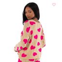 Beach Riot  Sandy Hearts Pullover Sweater Knit Tan Pink  XS Photo 1