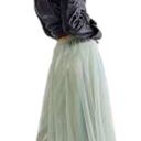 Free People VTG 90’s FP  Maxi Boho Skirt Sz. S Tulle Overlay Sage Feminine Lined Photo 0