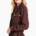 Dear John New!  AUSTIN DROP SHOULDER Denim Belted Jacket in Dark Oak Size Small Photo 2