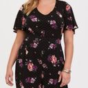 Torrid NWT  Black Pink Floral Challis Wide Leg V Neck Flutter Sleeve Jumpsuit 3X Photo 1