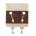 ma*rs New  and Valentine Vintage Sterling Silver Pearl Rose Crystal Dangle Earring Photo 4