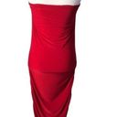 Club L  London Red Strapless Side Ruched Midi Tube Dress Photo 81