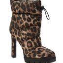 Guess NEW  Leopard  Print Puffer Drawstring Stiletto Booties Photo 0