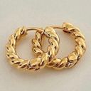 18K Gold Plated Twist Small Hoop Earrings for Women Photo 1