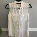 Equipment Sleeveless Slim Signature Button Silk Top Small Photo 3