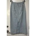 Topshop  Long Denim Mid Maxi Skirt w/ Front Slit Size 8 EUC Light Wash Frayed Hem Photo 7