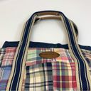 Tommy Hilfiger  Vintage Blue Canvas Denim Plaid Tote Bag Photo 3