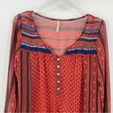 Free People  Feather in The Wind semi sheer burnt orange beaded long sleeve top Photo 2