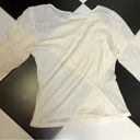 Natori Vintage 80s 90s  Sheer Lace Top Button Scoop Neck Cream Ivory White Small Photo 6