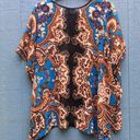 Carmen Marc Valvo  Women's Size XL Semi Sheer Boho Printed Blouse Photo 1