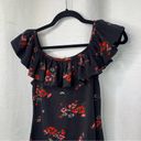 Rebecca Taylor  black floral Marguerite jersey off shoulder dress size small Photo 2