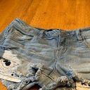 Harper  High Waisted denim shorts with embroidered pockets, size 27. Photo 0