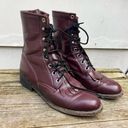 Justin Boots Vintage 80s  Dark Cherry Lace Up Roper Kilte Fringe Cowgirl 5.5B Photo 0