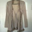 FATE. Brown Ruffle Front Waterfall Cardigan M Photo 0