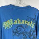 Makaveli M Brand  Tupac Blue Embroidered Pattern Grunge Tee Y2K XL Skater Street Photo 2