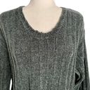 Reference Point Vintage 90s Chenille Cropped Sweater M Grey Cable Knit Long Sleeve Scoop Neck Photo 1