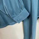 St. John  Blue Blouse 6 Vintage Pleated Collared Button Up 70s 80s Photo 2