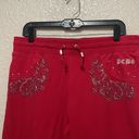 BCBGMAXAZRIA  Y2K Studded Low Rise Wide Leg Track Pants Red Size XL NWOT Photo 1