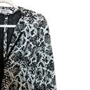 Kasper  Blazer Womens 12 Black White Print Soft Shell Hidden Pockets Jacket Photo 2