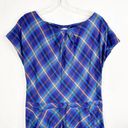 Patagonia  Size 6 Dress Blue Purple Plaid Midi Long Short Sleeve Shift 1135 Photo 2